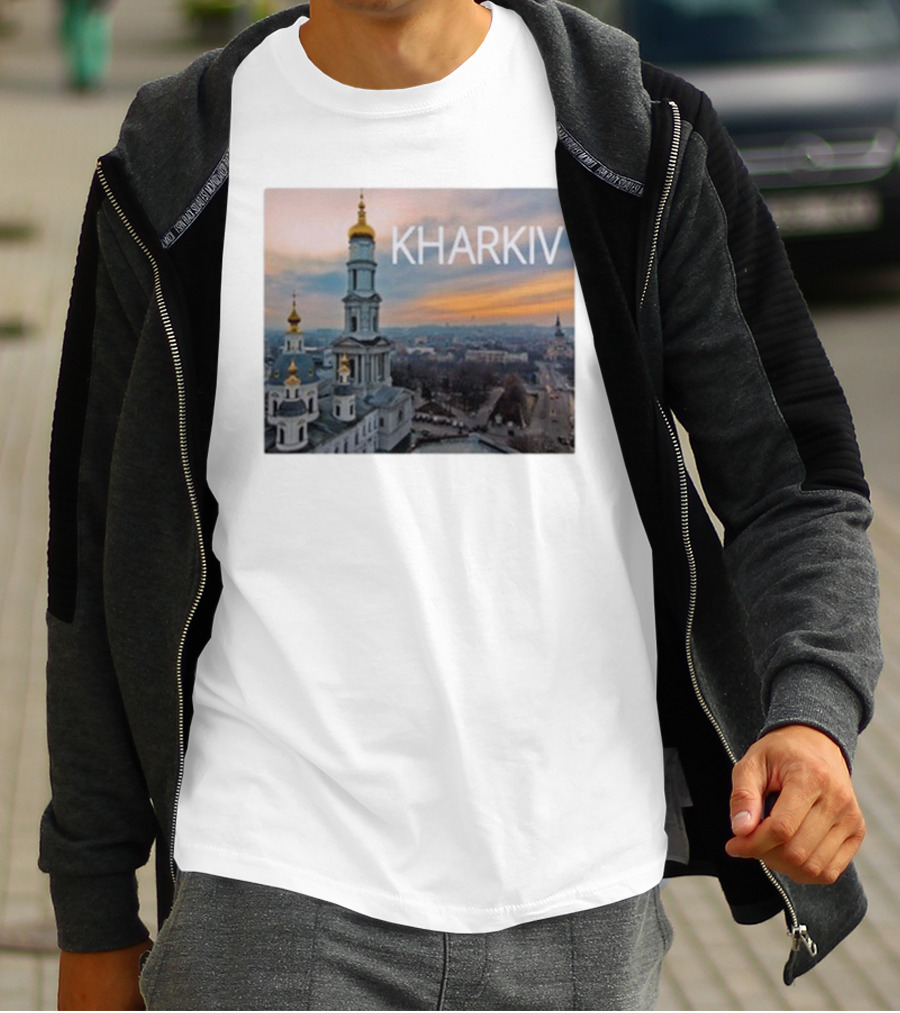 Kharkiv City Skyline With Famous Cathedral Sunset View T-Shirt