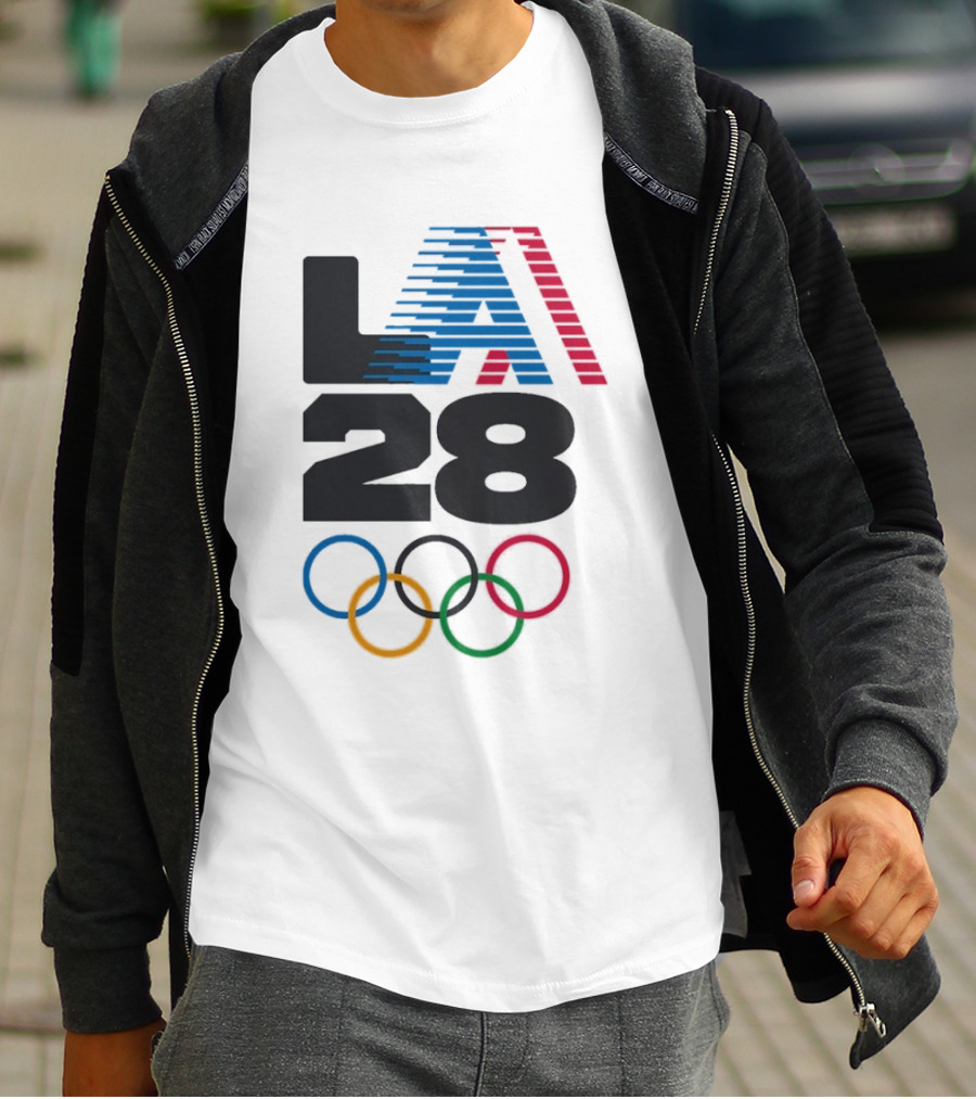 "LA 2028 Summer Olympics Retro Style With Olympic Rings" T-Shirt
