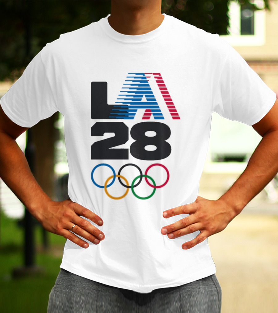 "LA 2028 Summer Olympics Retro Style With Olympic Rings" T-Shirt