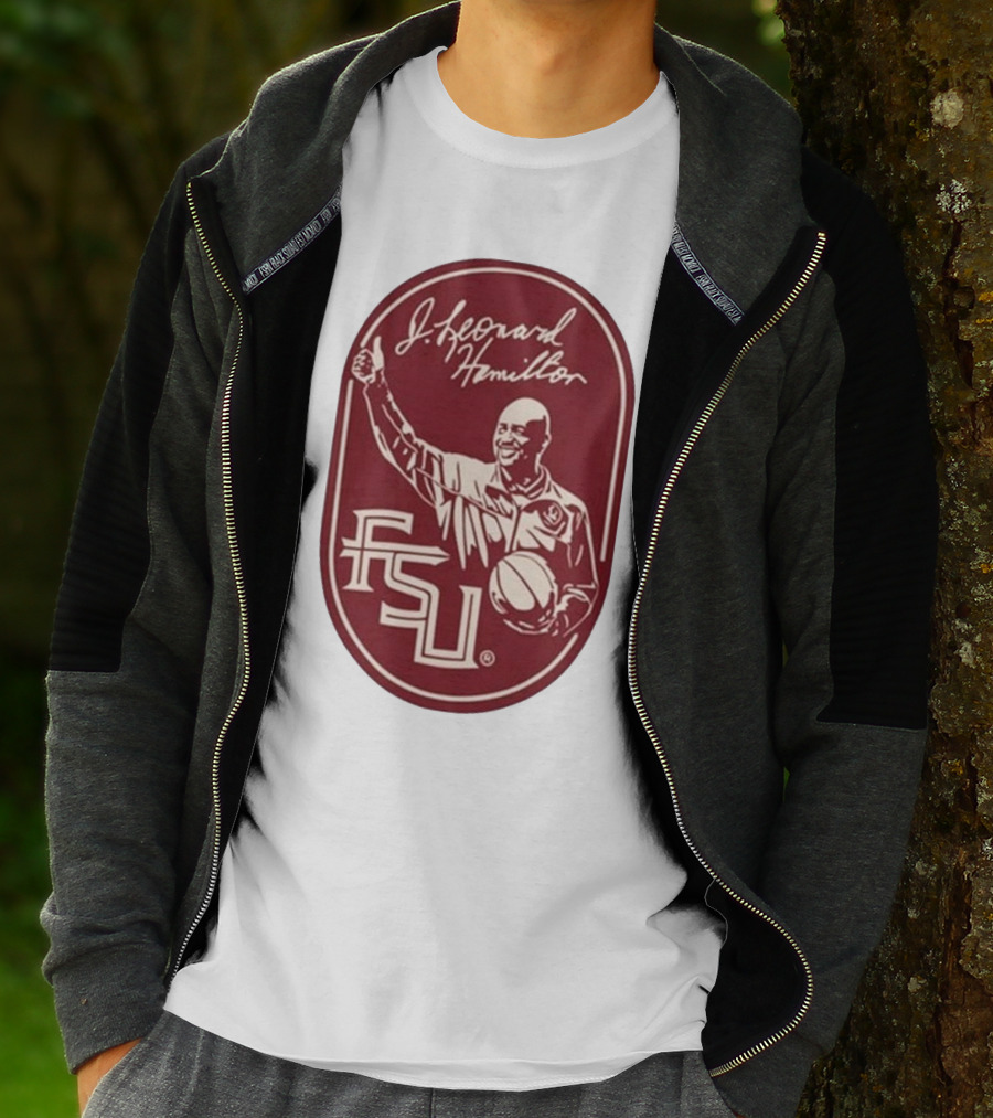 Leonard Hamilton FSU Basketball Coach With Ball And Signature T-Shirt