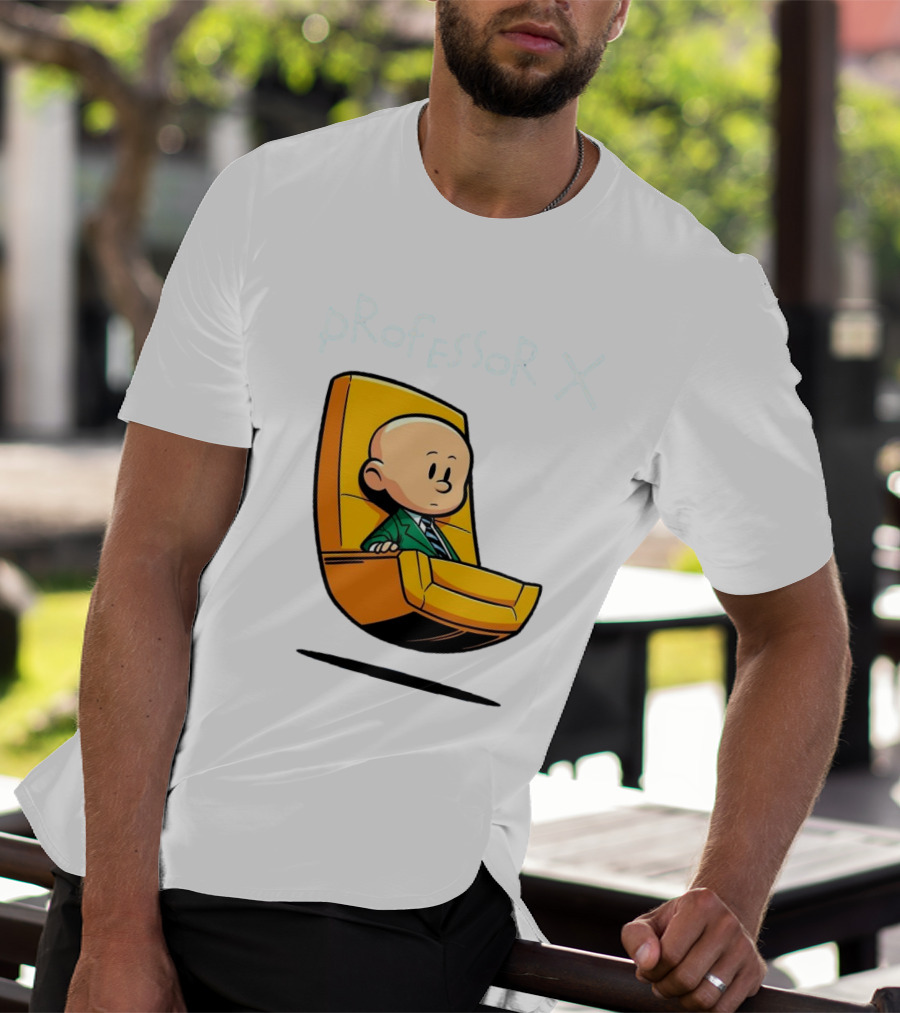 Professor X Cartoon Style In Yellow Chair T-Shirt
