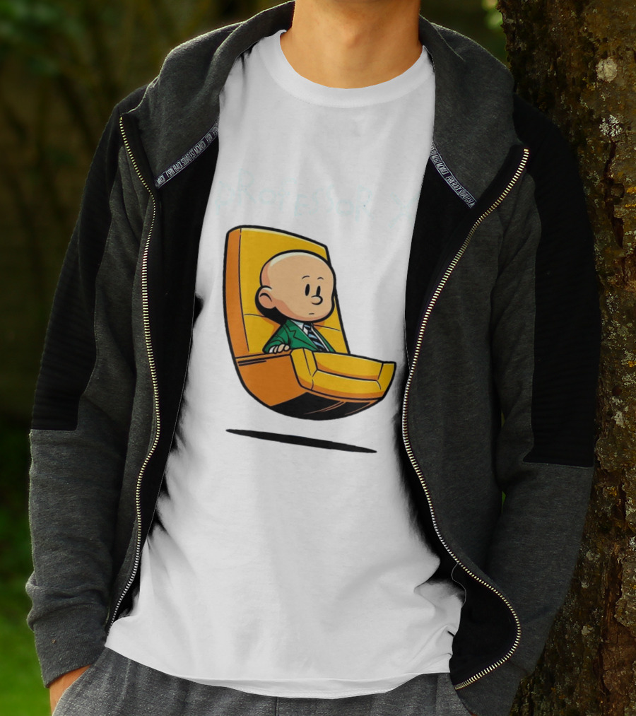 Professor X Cartoon Style In Yellow Chair T-Shirt