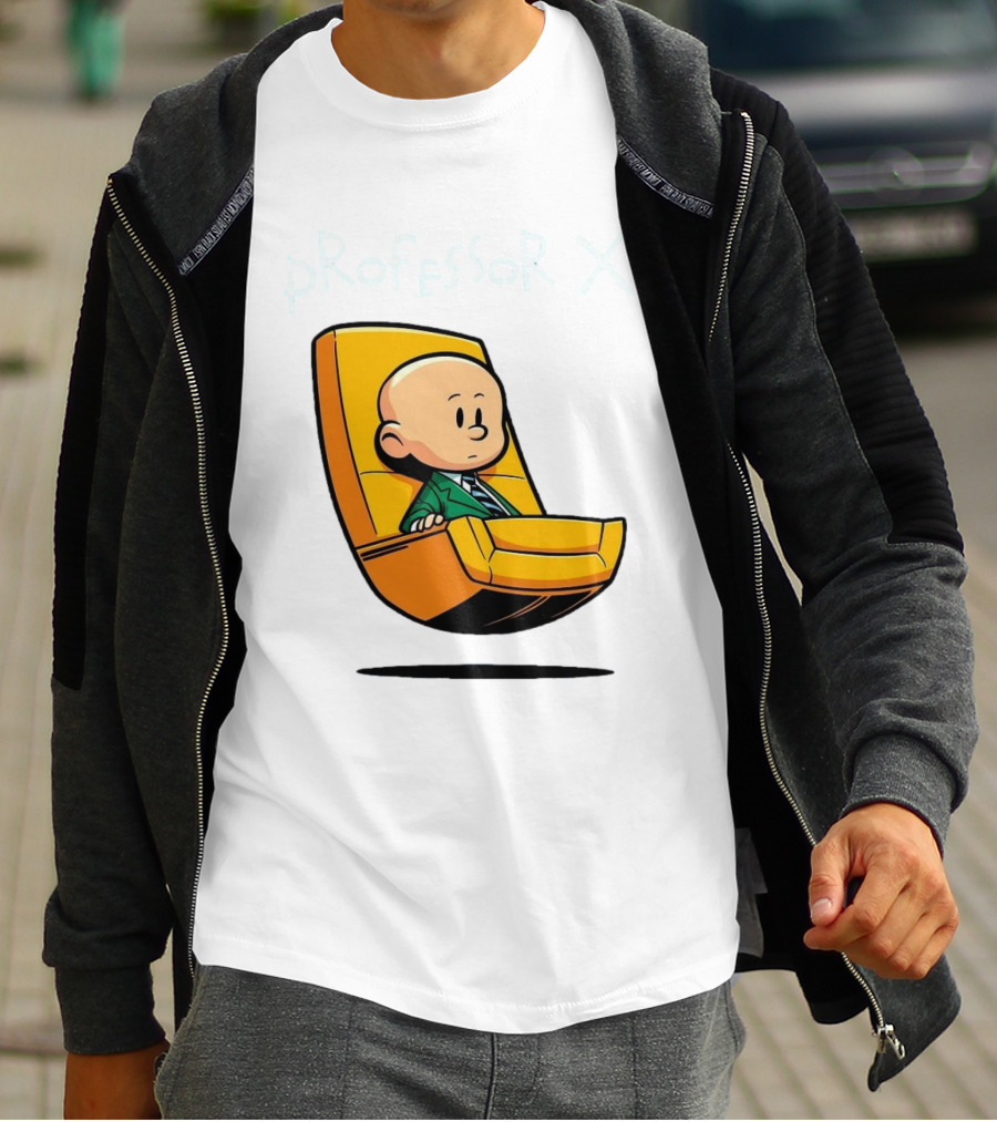 Professor X Cartoon Style In Yellow Chair T-Shirt