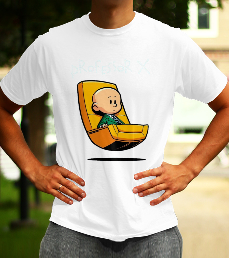 Professor X Cartoon Style In Yellow Chair T-Shirt