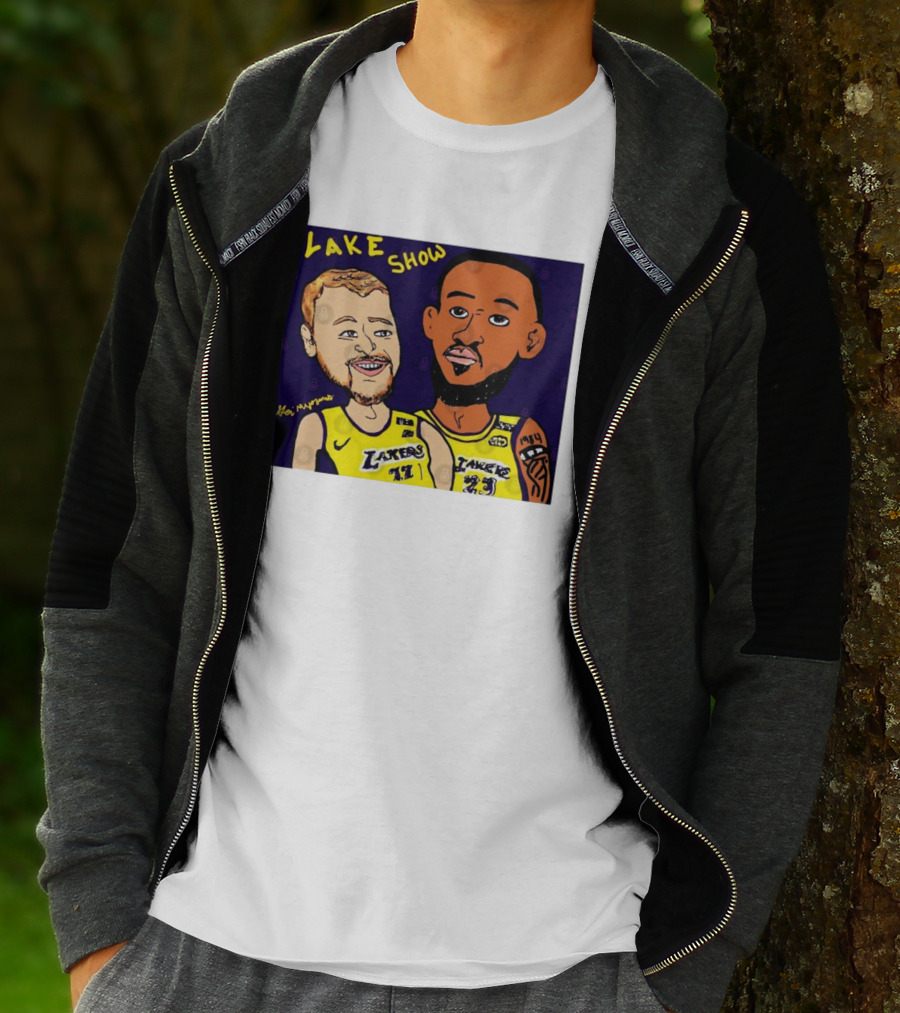 LeBron James And Luka Dončić Lake Show Lakers Cartoon Art 23 77 T-Shirt
