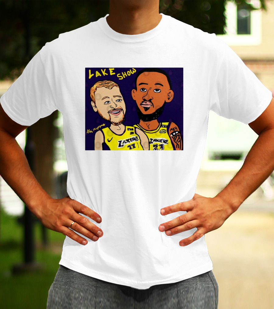 LeBron James And Luka Dončić Lake Show Lakers Cartoon Art 23 77 T-Shirt