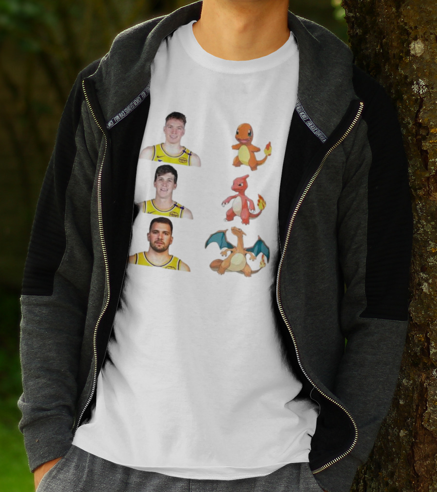 Lakers Evolution Dalton Knecht Charmander Austin Reaves Charmeleon Luka Doncic Charizard T-Shirt