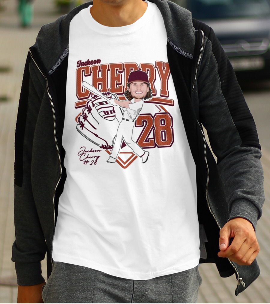 Cherry Baseball Jackson #28 Player Portrait 2025 T-Shirt