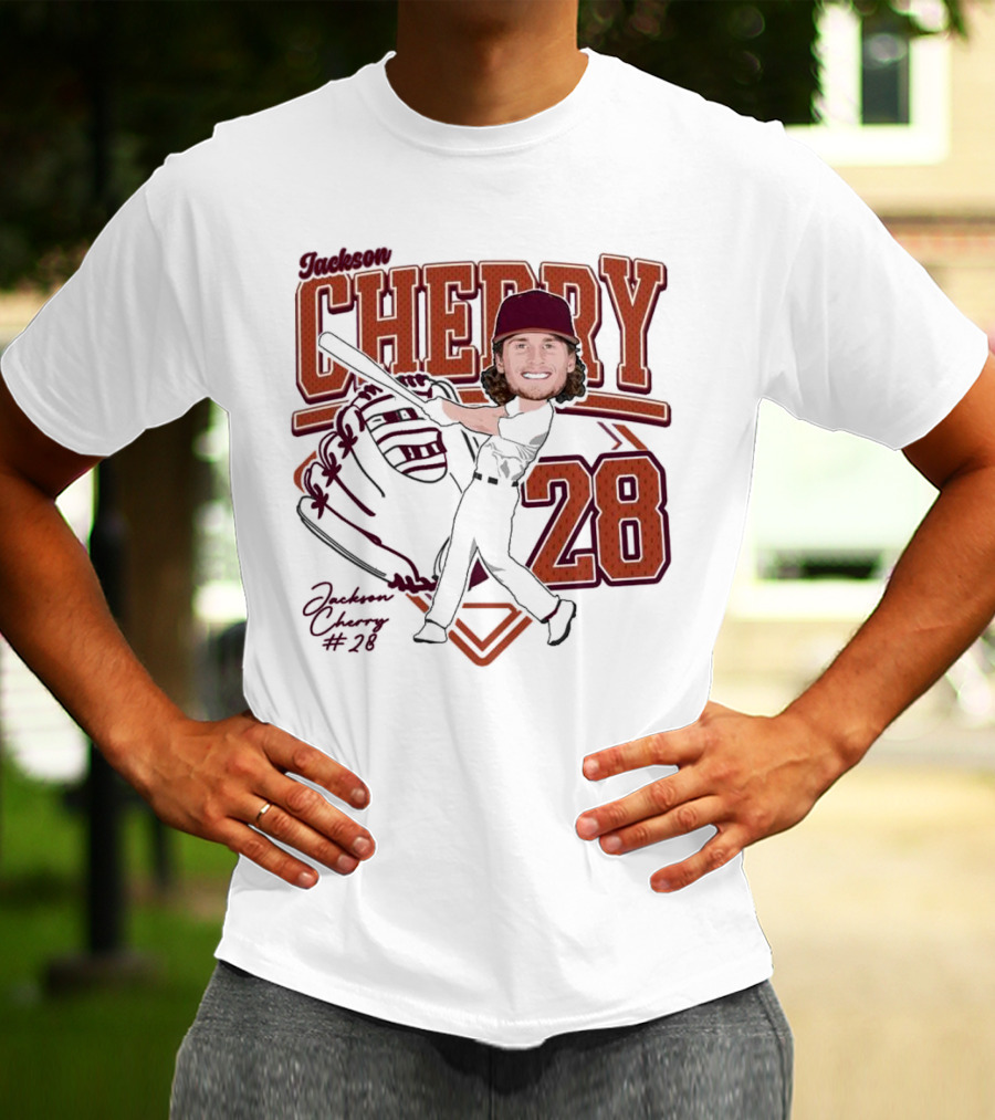 Cherry Baseball Jackson #28 Player Portrait 2025 T-Shirt