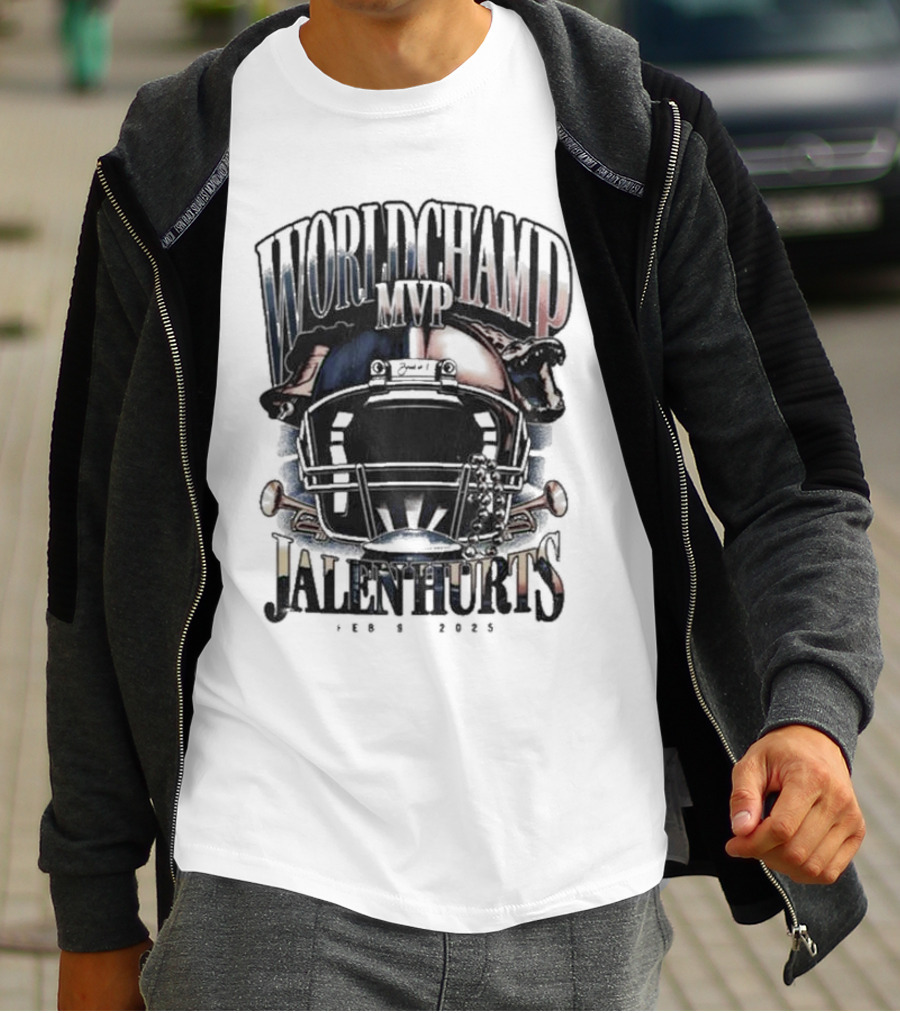 World Champ MVP Helmet Jalen Hurts Feb 9 2025 T-Shirt