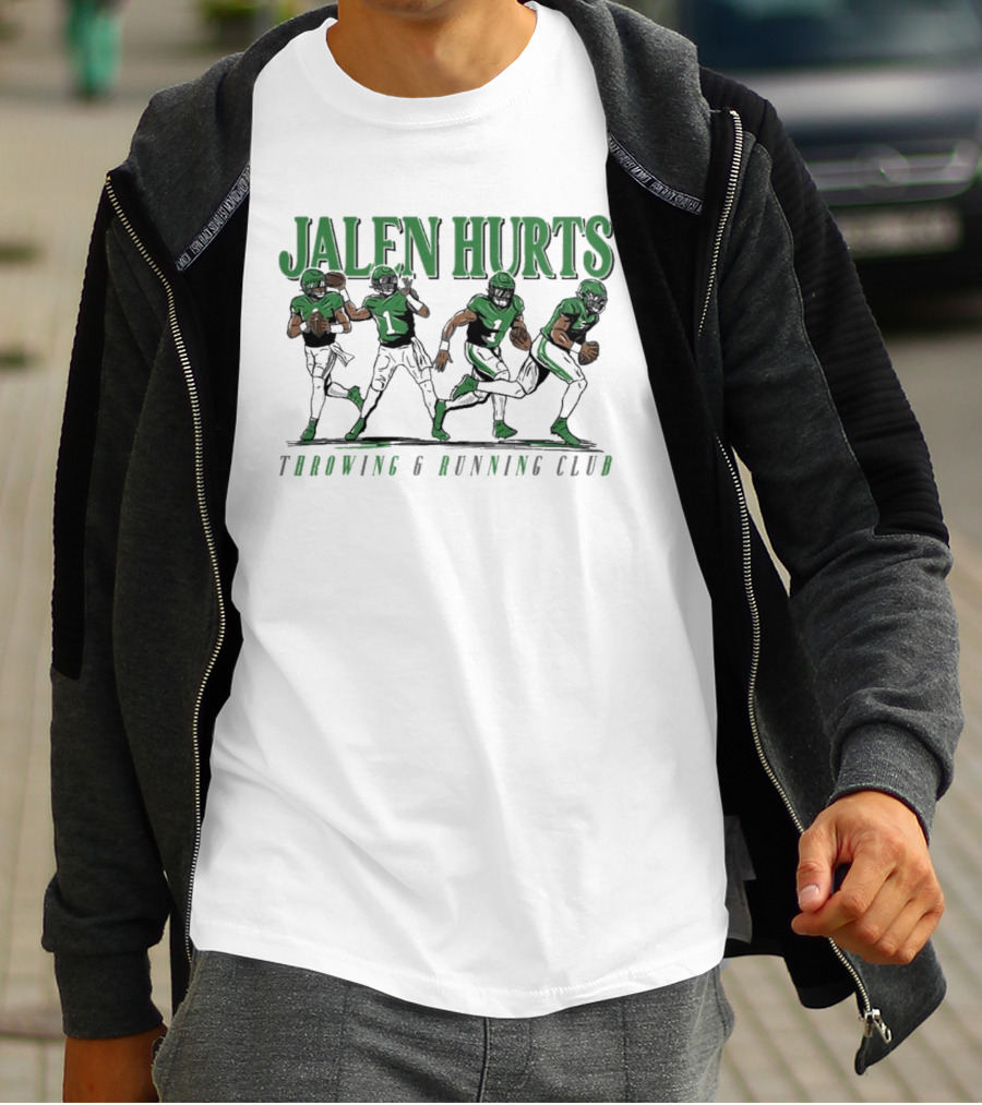 Jalen Hurts Dual Threat Throwing Running Action Figures Sports Apparel T-Shirt