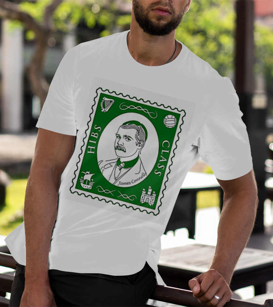 James Connolly Hibs Class Stamp With Harp, Ball, Ship, Castle Symbols T-Shirt