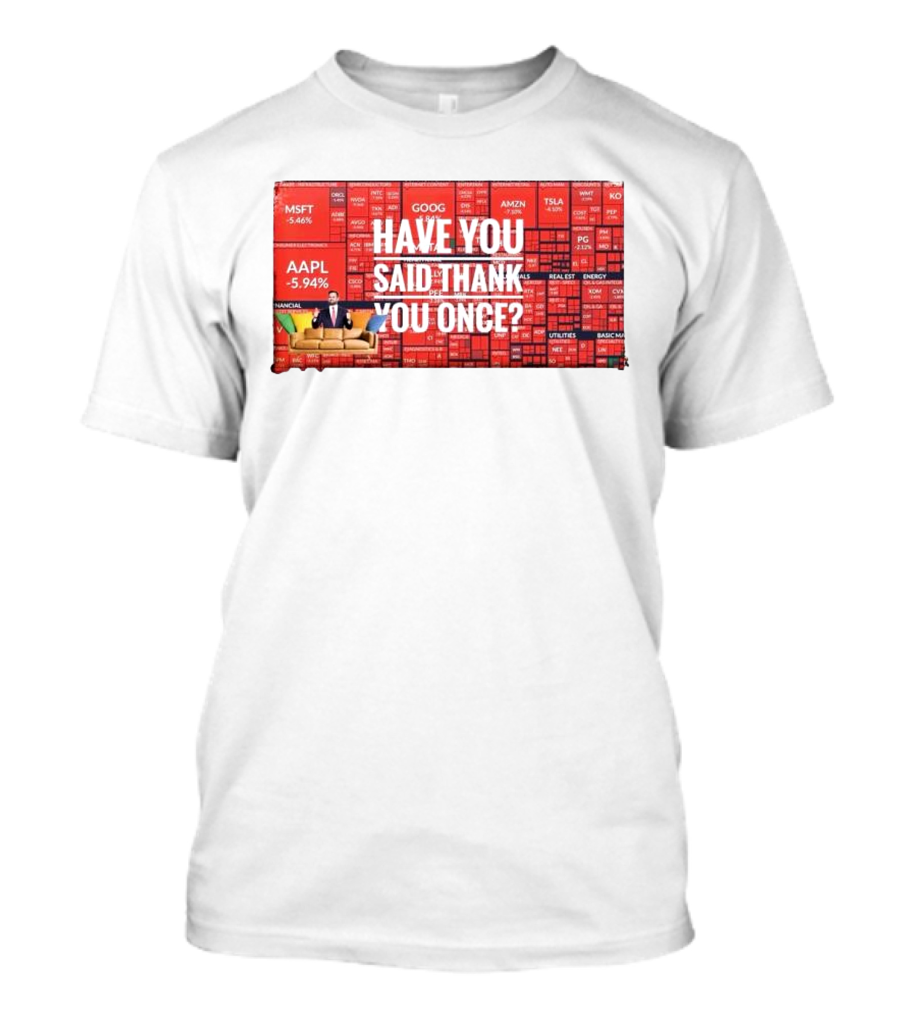 JD Vance Have You Said Thank You Once Stock Market Red Decline Background T-Shirt