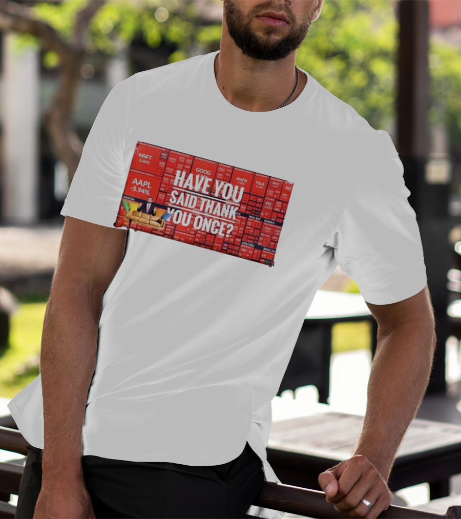JD Vance Have You Said Thank You Once Stock Market Red Decline Background T-Shirt