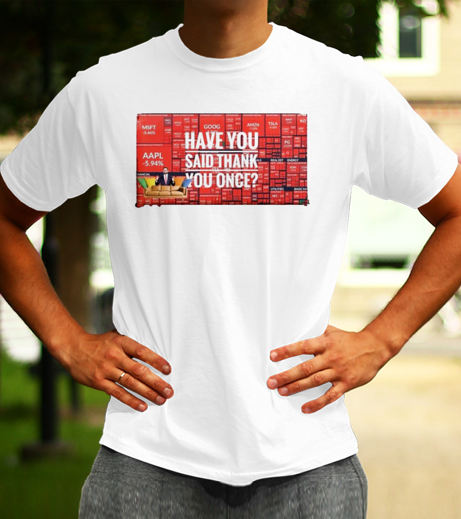 JD Vance Have You Said Thank You Once Stock Market Red Decline Background T-Shirt