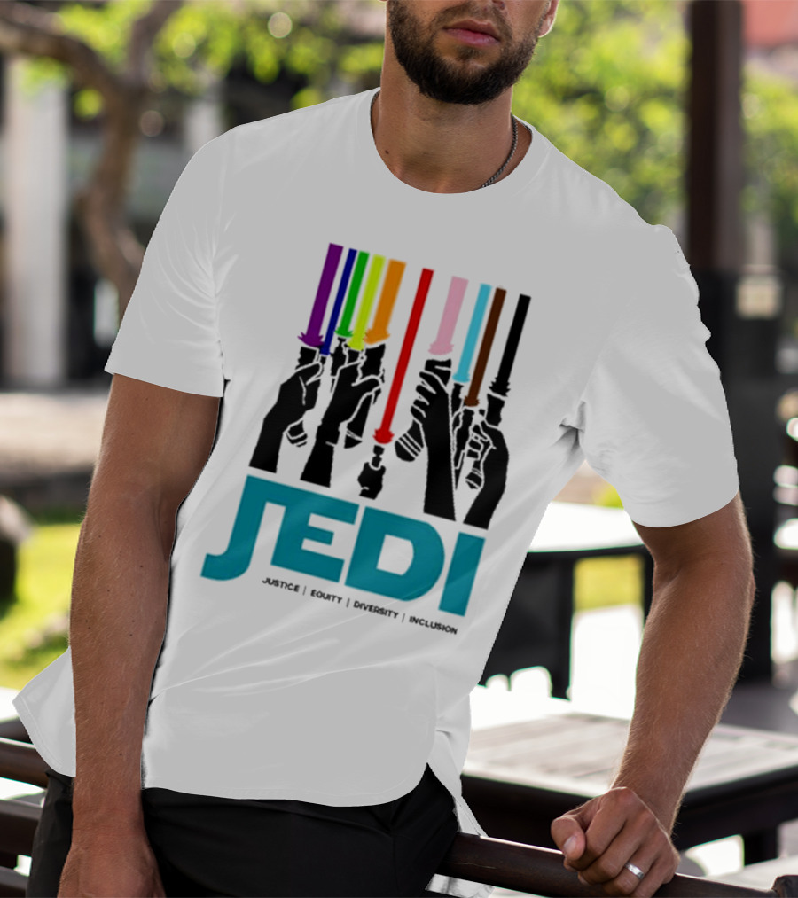 Jedi Justice Equity Diversity Inclusion Lightsaber Colors T-Shirt