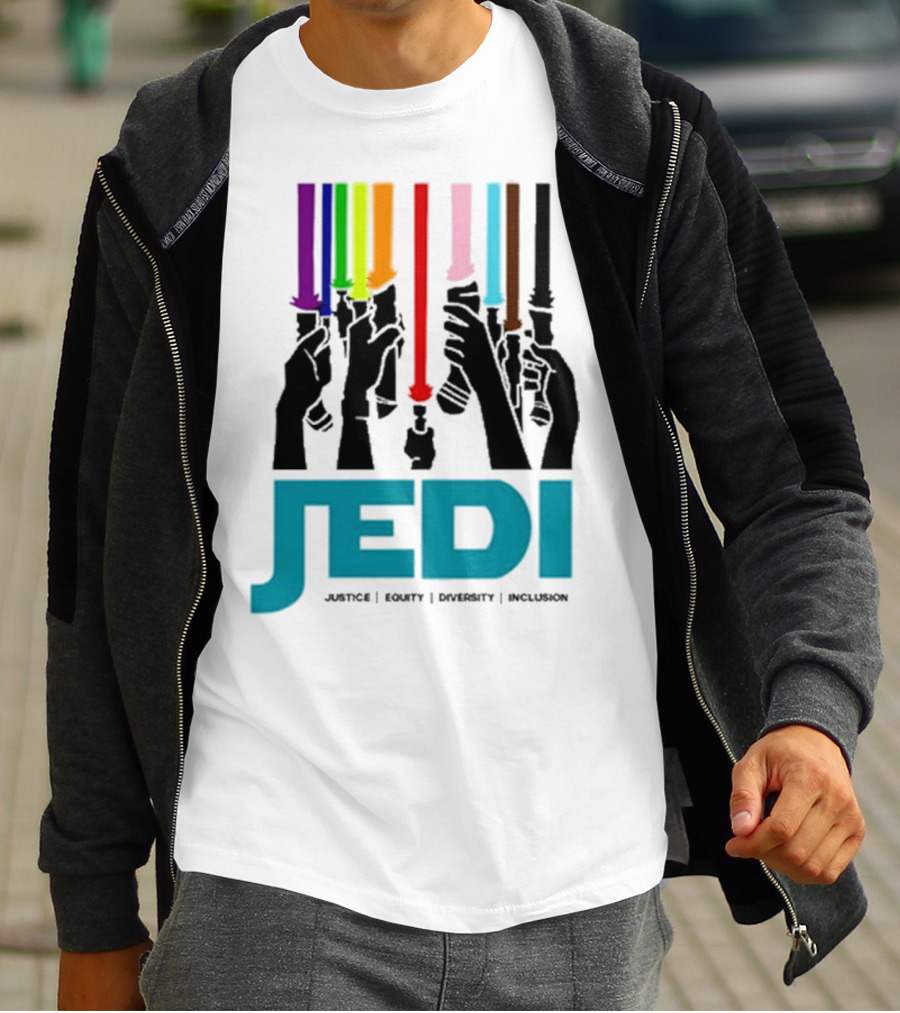 Jedi Justice Equity Diversity Inclusion Lightsaber Colors T-Shirt