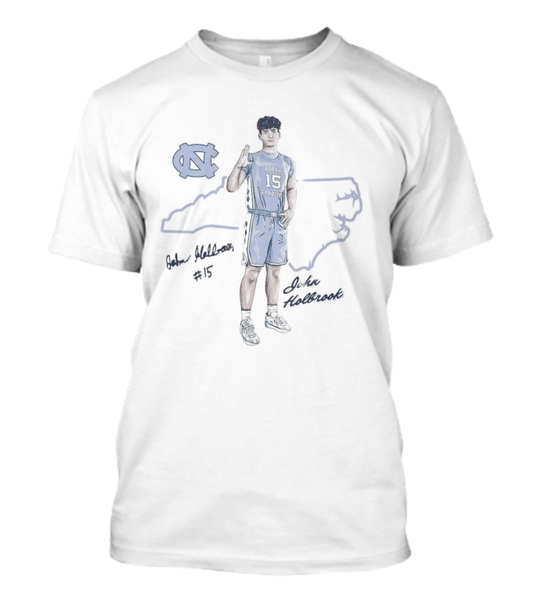 North Carolina Tar Heels John Holbrook Player Illustration Number 45 T-Shirt