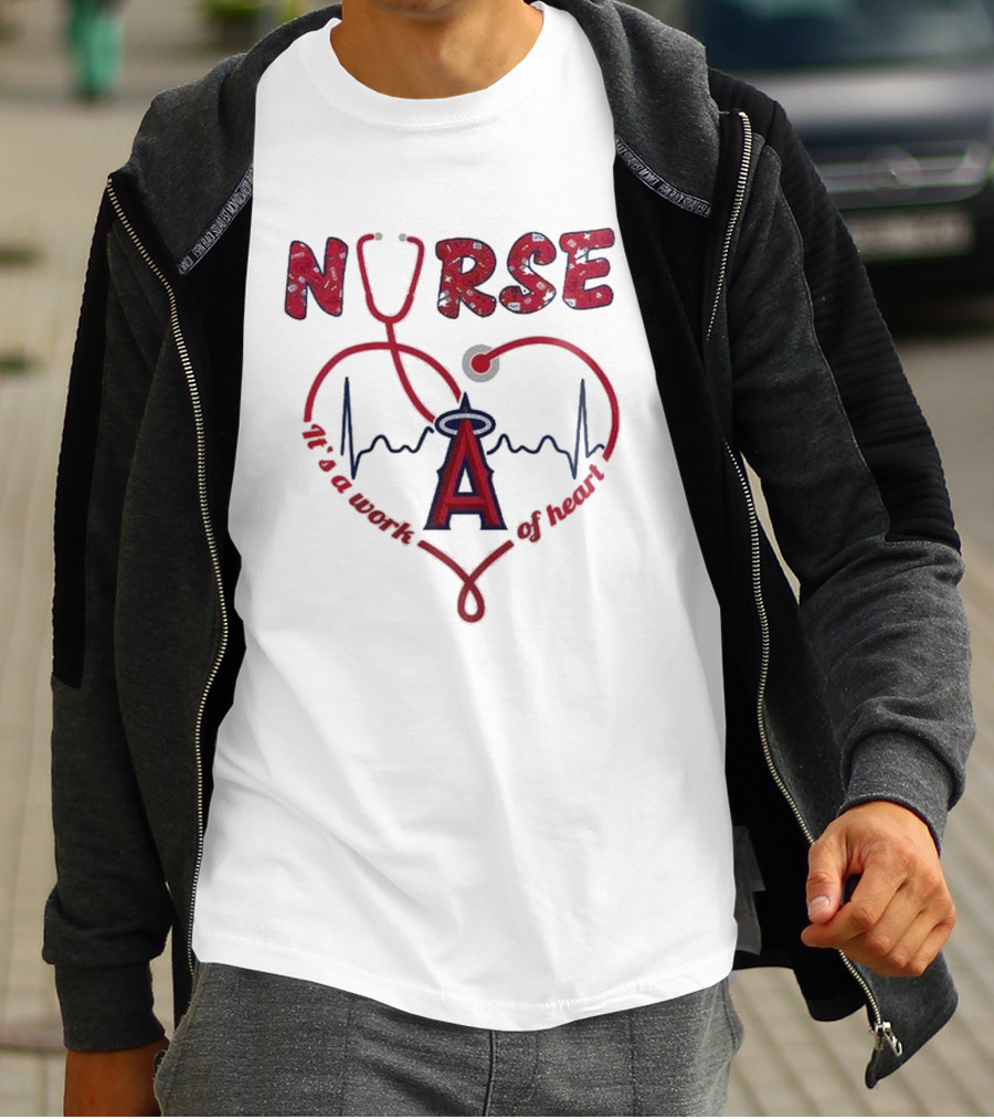 Los Angeles Angels Nurse Heartbeat Stethoscope 2025 Appreciation Night Baseball T-Shirt
