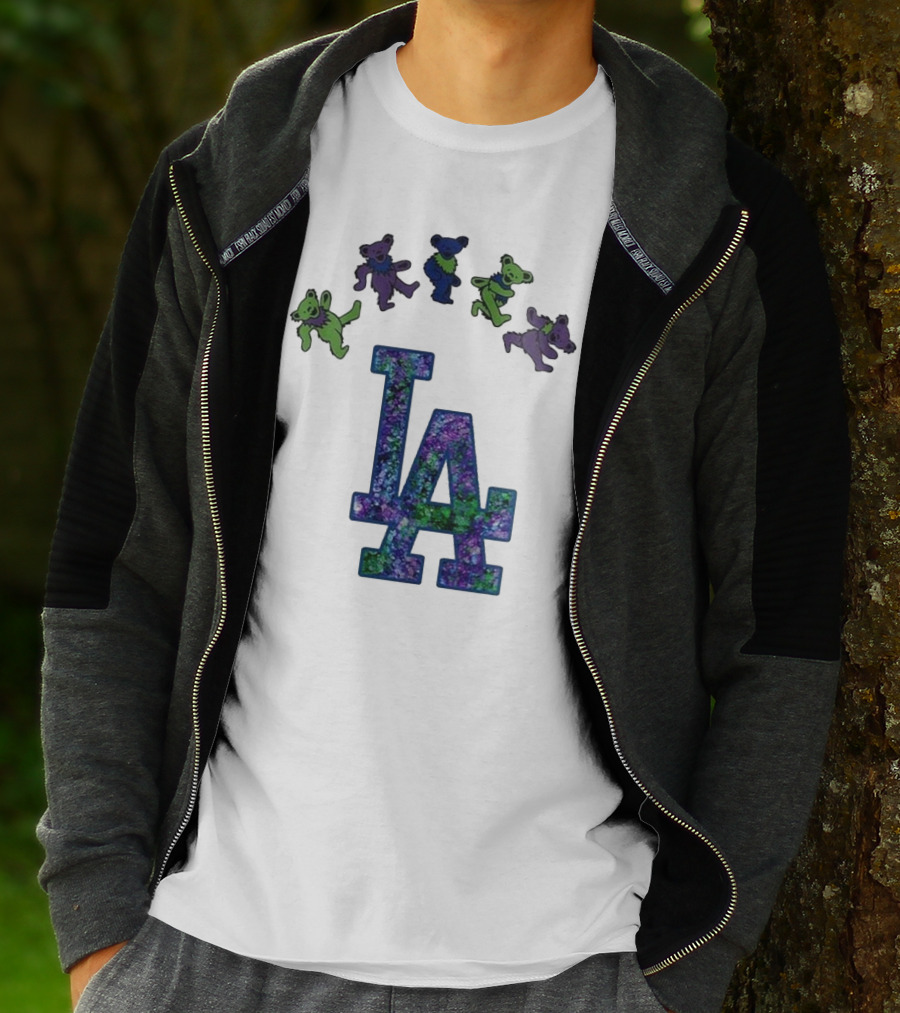 Los Angeles Dodgers Grateful Dead Night 2025 LA Logo Dancing Bears T-Shirt