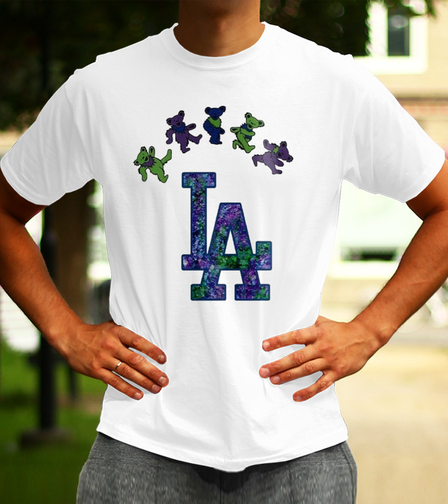 Los Angeles Dodgers Grateful Dead Night 2025 LA Logo Dancing Bears T-Shirt