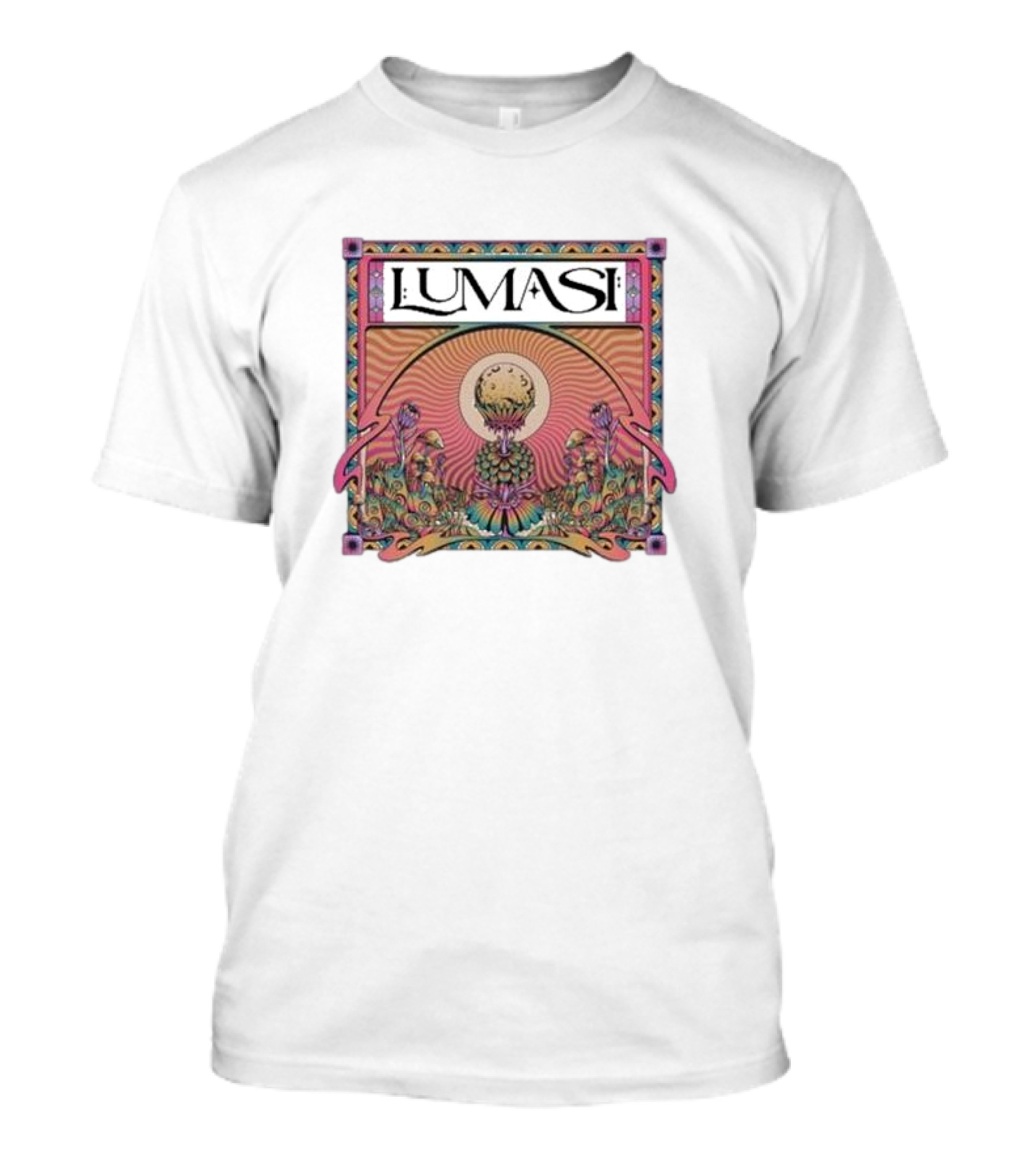 Lumasi Psychedelic Sun And Moon With Floral Elements T-Shirt
