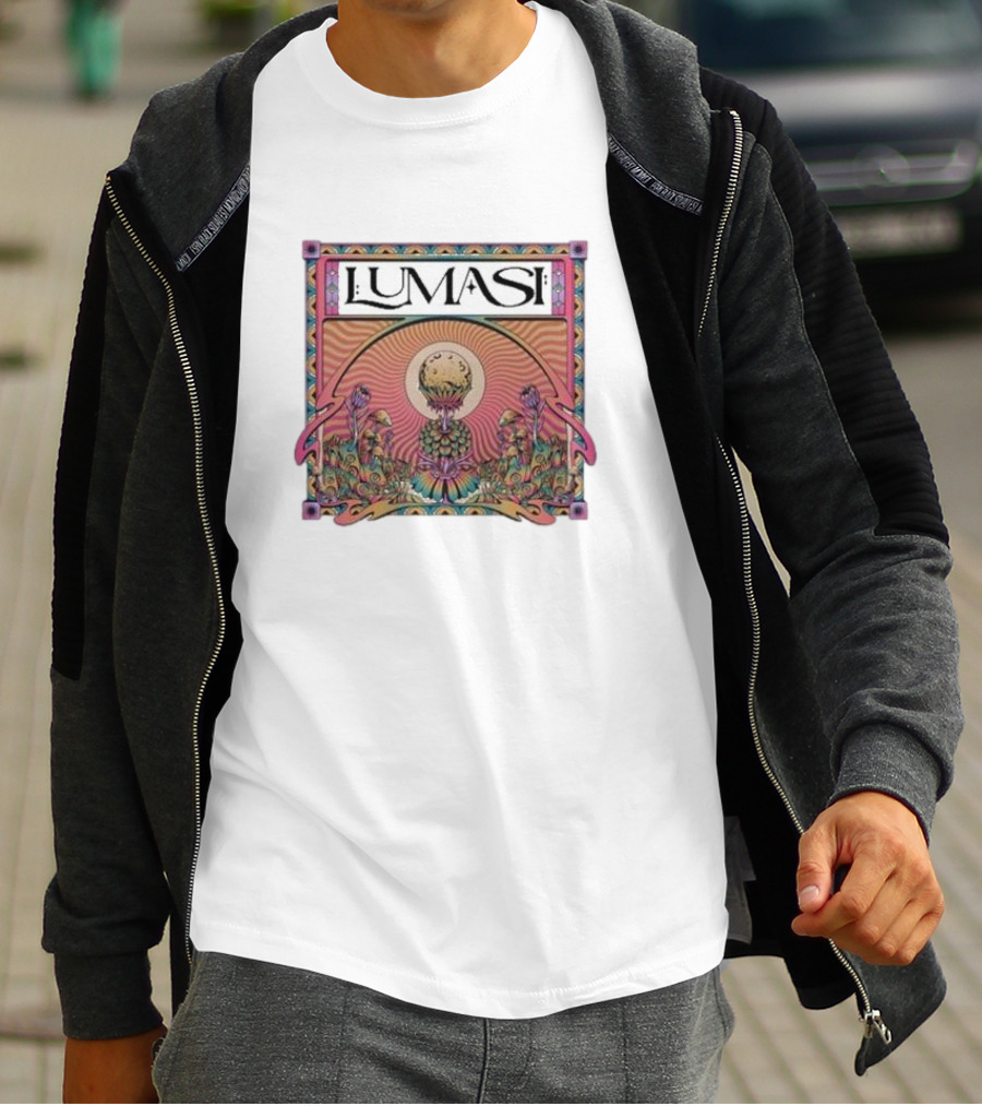 Lumasi Psychedelic Sun And Moon With Floral Elements T-Shirt