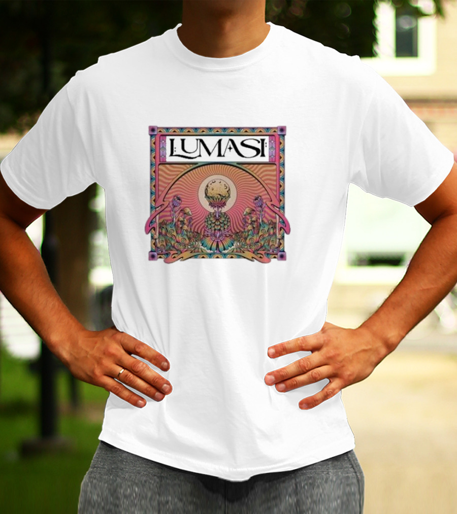 Lumasi Psychedelic Sun And Moon With Floral Elements T-Shirt