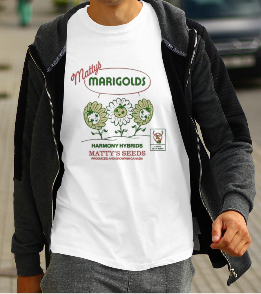 Matty's Marigolds Harmony Hybrids Matty's Seeds Produced And Grown In Canada T-Shirt