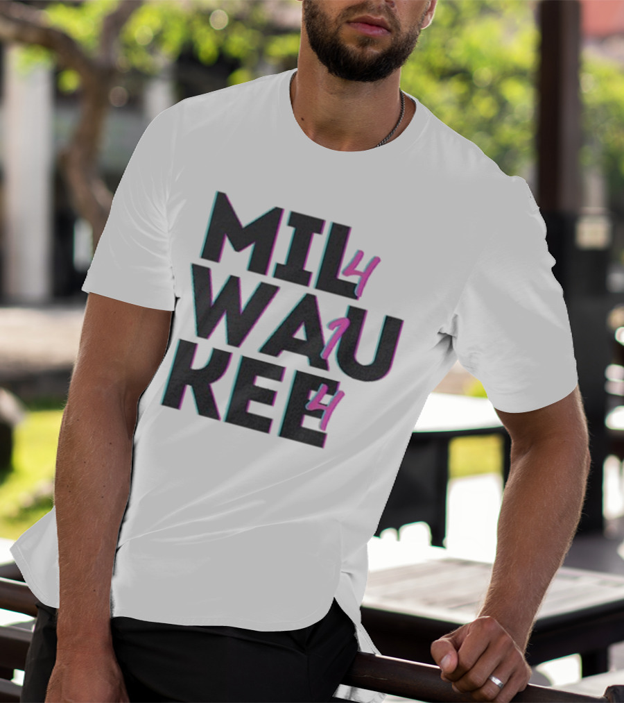 Milwaukee 414 Vintage Neon Typography Bold Statement T-Shirt