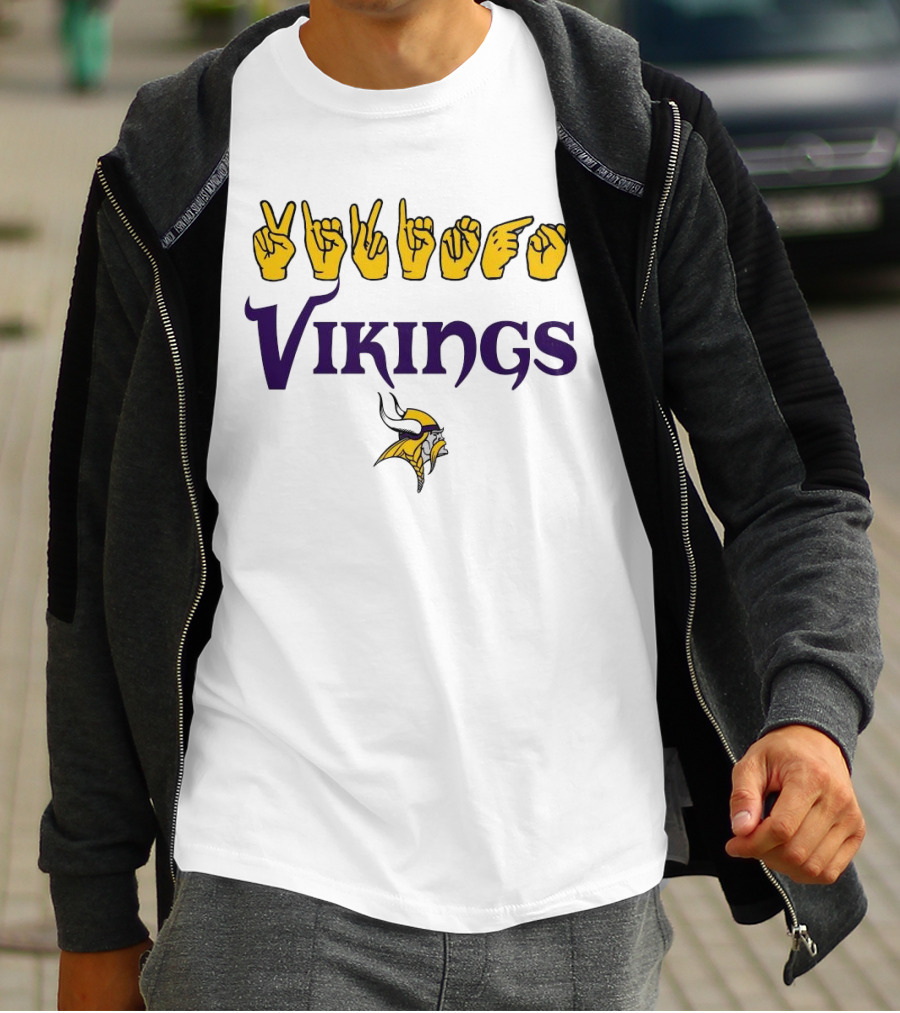 Minnesota Vikings NFL ASL Love Sign American Sign Language T-Shirt