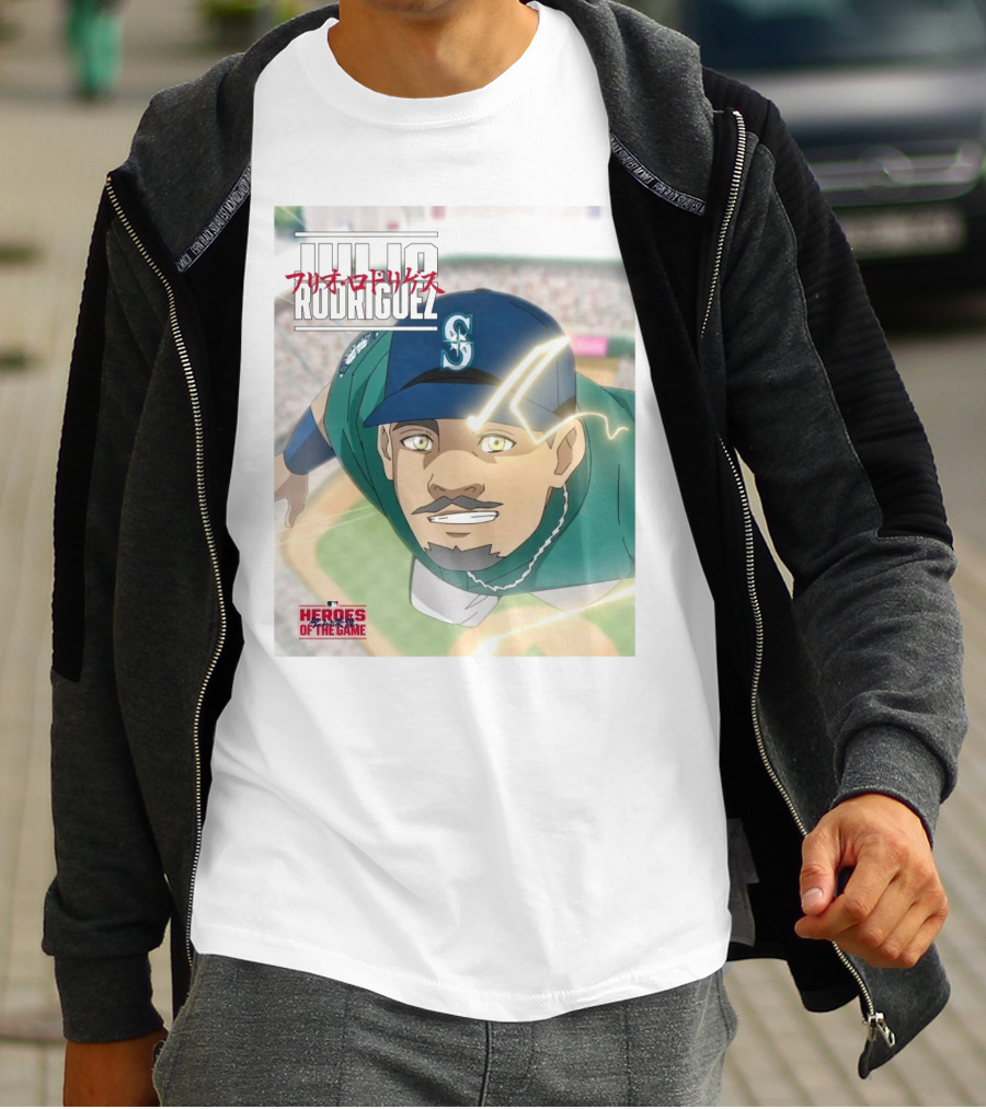 Seattle Mariners Julio Rodriguez Anime Heroes Of The Game MLB J-Rod T-Shirt