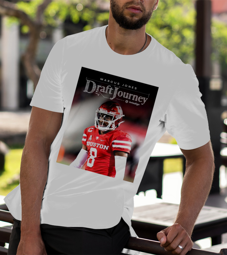 Marcus Jones New England Patriots NFL Draft Journey Houston Football T-Shirt