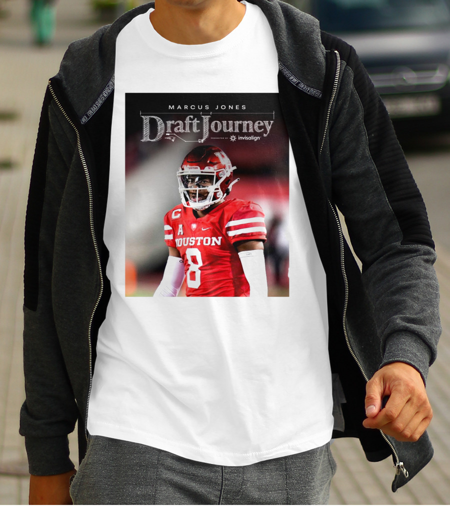Marcus Jones New England Patriots NFL Draft Journey Houston Football T-Shirt