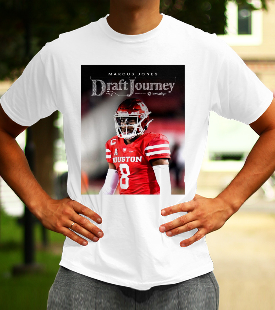 Marcus Jones New England Patriots NFL Draft Journey Houston Football T-Shirt