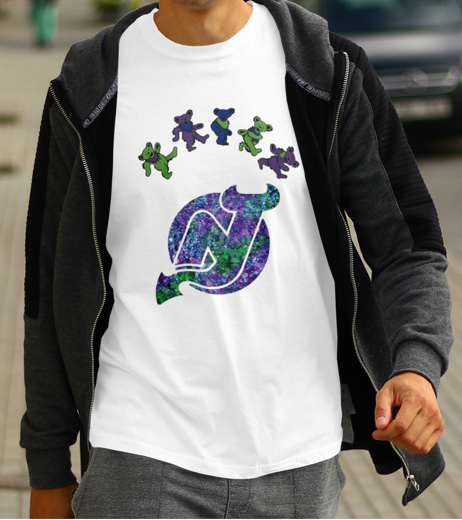 New Jersey Devils Grateful Dead Night 2025 Dancing Bears Iconic Hockey Event T-Shirt