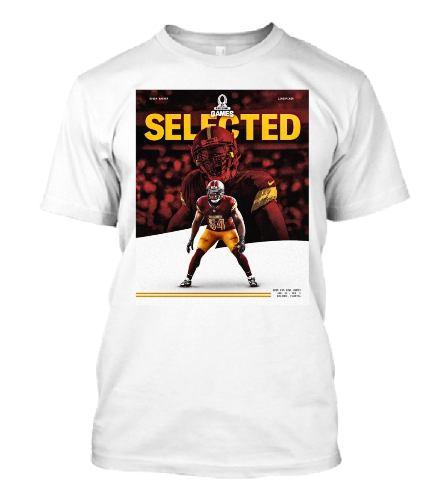 Pro Bowl Games 2025 Bobby Wagner Selected Linebacker Washington Commanders Orlando Florida T-Shirt