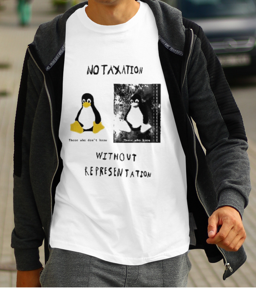 No Taxation Without Representation Unhappy Feet Penguin T-Shirt