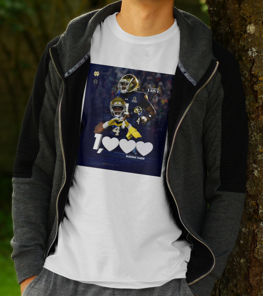 Notre Dame Fighting Irish Jeremiyah Love 1000 Rushing Yards T-Shirt