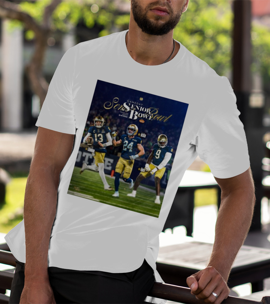 Gameday Senior Bowl February 2025 Notre Dame Fighting Irish Riley Leonard Jack Kiser RJ Oben T-Shirt
