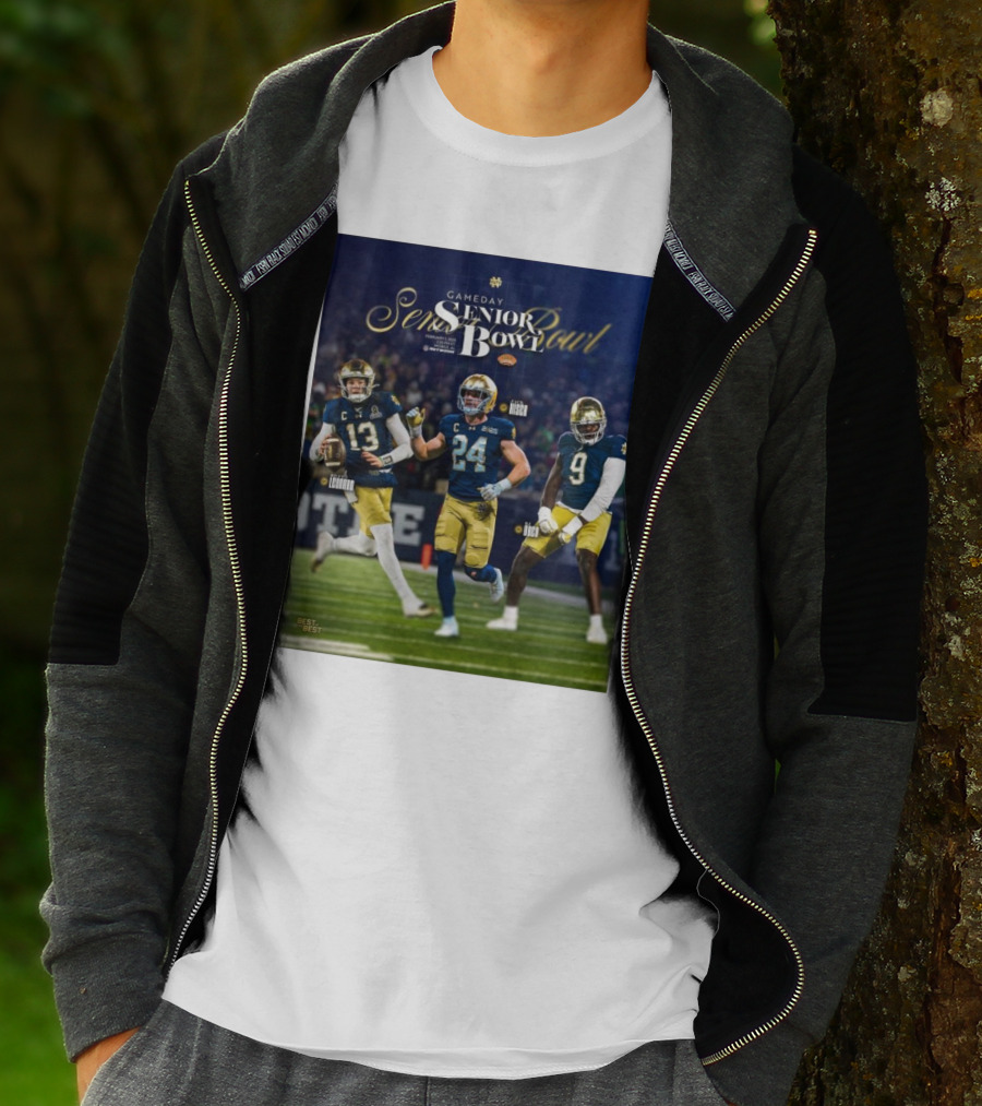Gameday Senior Bowl February 2025 Notre Dame Fighting Irish Riley Leonard Jack Kiser RJ Oben T-Shirt