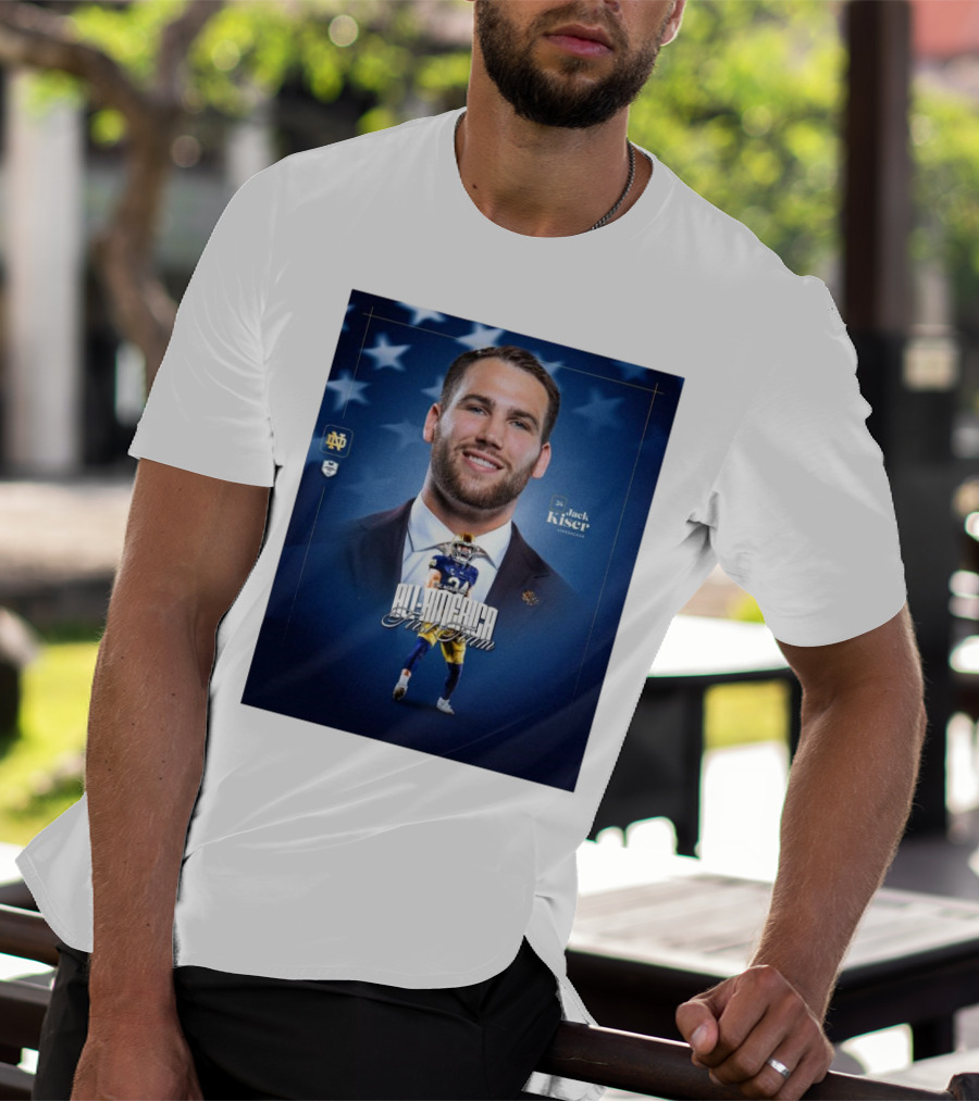 Notre Dame Football CSC Academic All-America First Team Jack Kiser Linebacker 24 Star Background T-Shirt