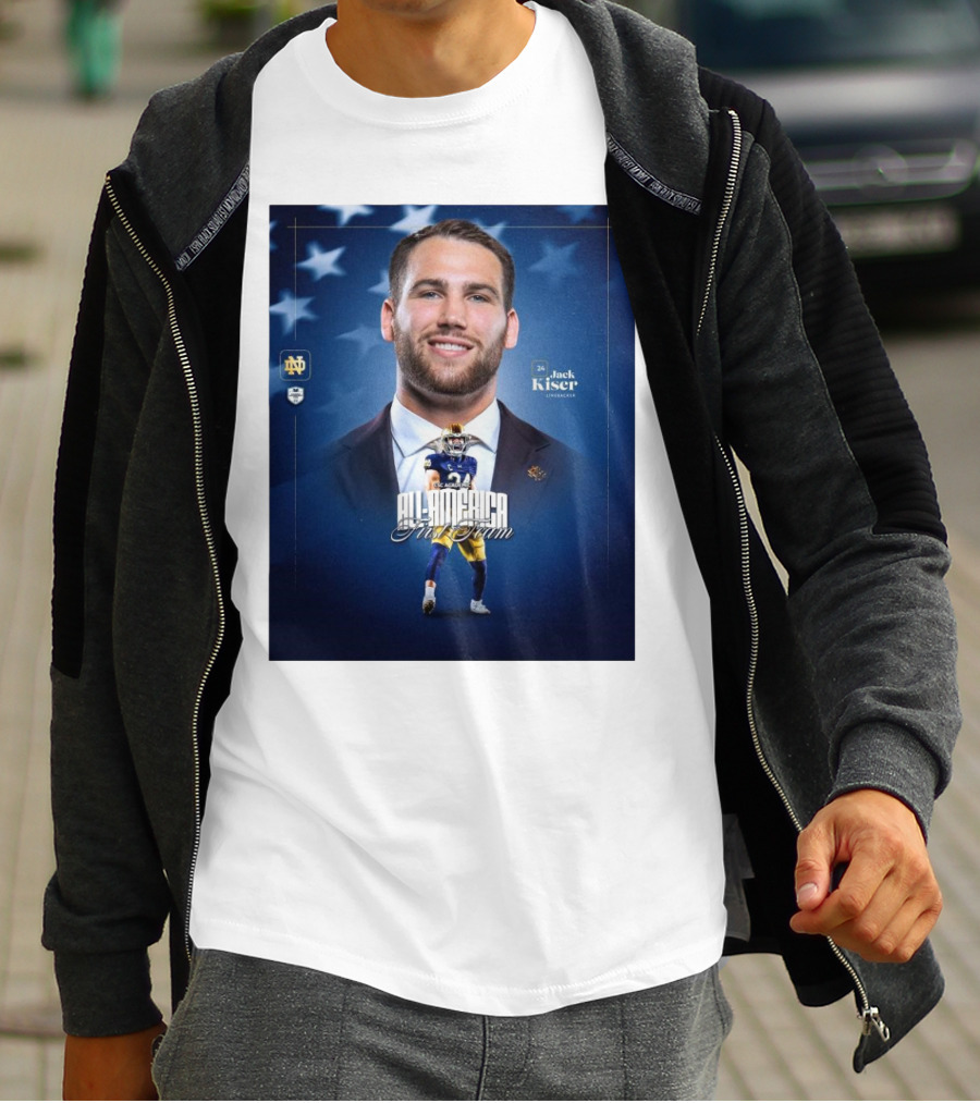 Notre Dame Football CSC Academic All-America First Team Jack Kiser Linebacker 24 Star Background T-Shirt