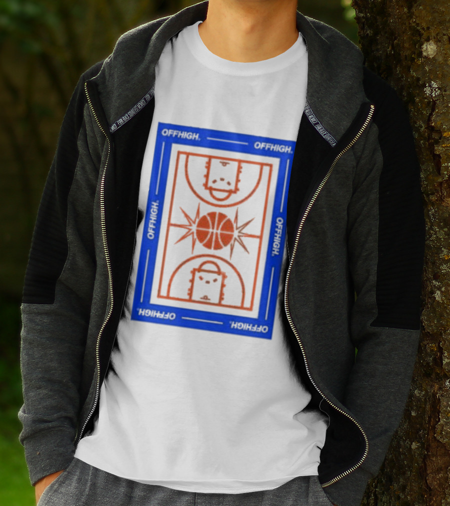 Offhigh Home White Basketball Court Blueprint T-Shirt