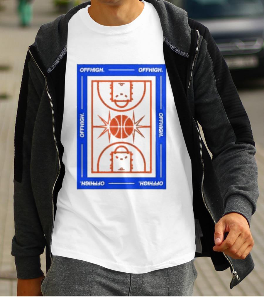Offhigh Home White Basketball Court Blueprint T-Shirt