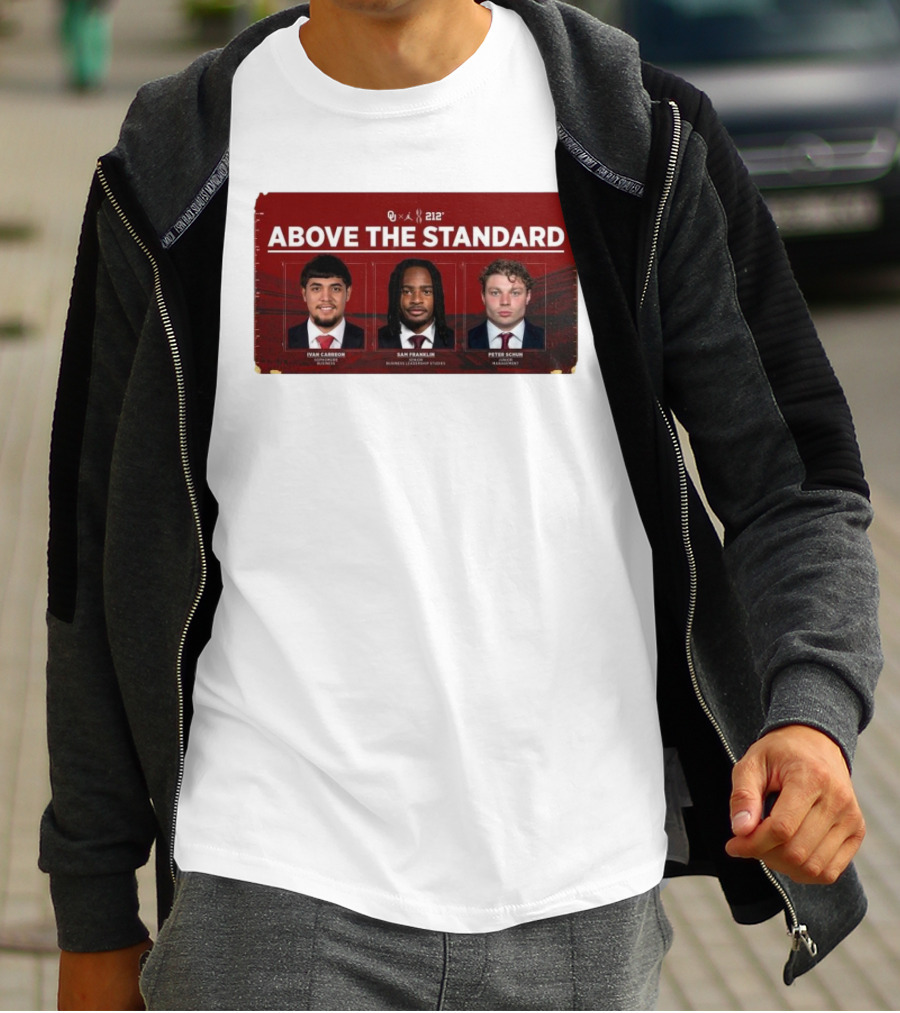 OU 212° Above The Standard Ivan Carreon Sam Franklin Peter Schuh Football T-Shirt