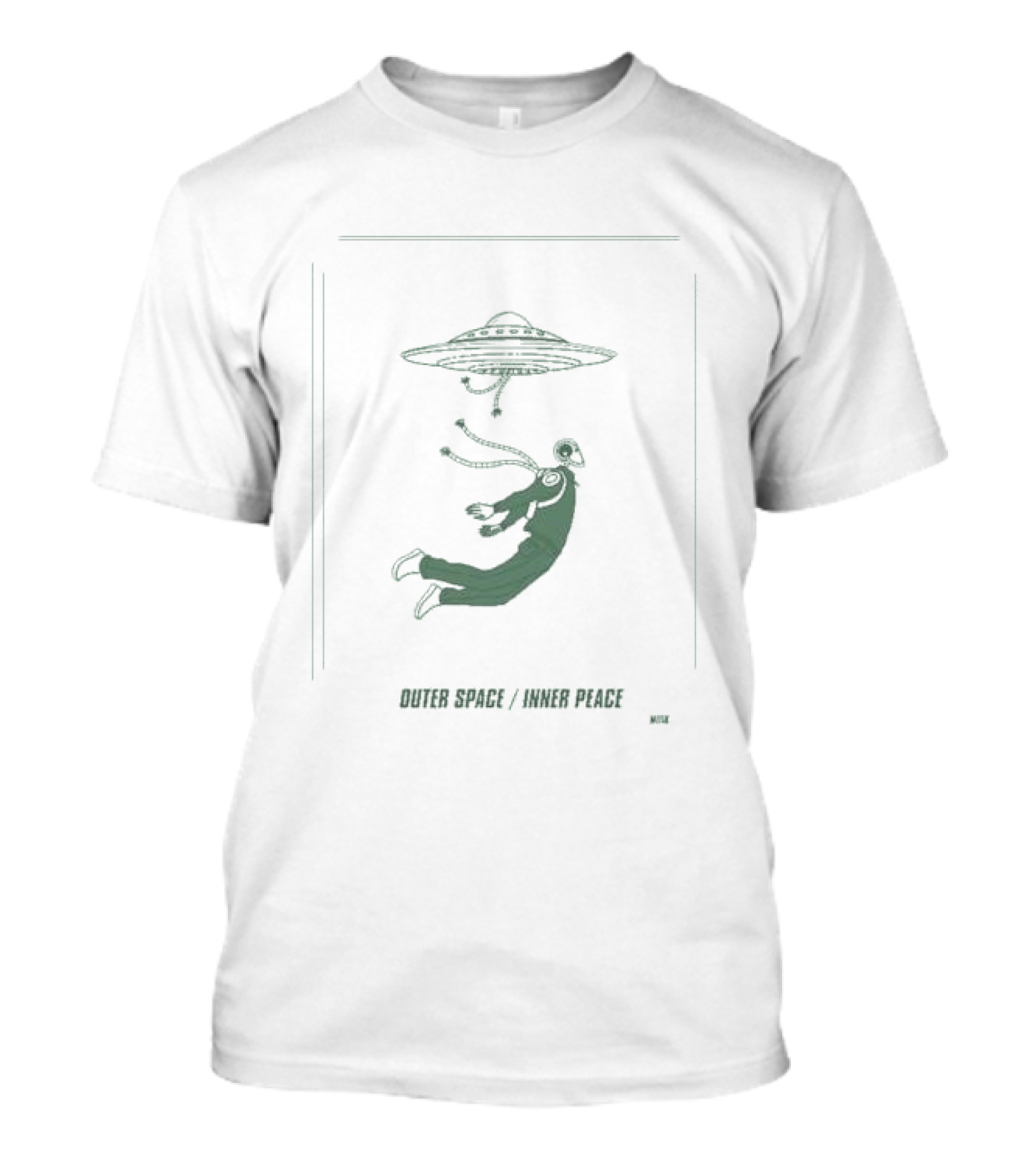 Outer Space Inner Peace UFO Meditation Floating Human T-Shirt