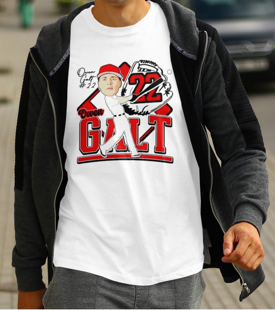 Owen Galt 22 Louisiana Ragin Cajuns Baseball Player Caricature T-Shirt