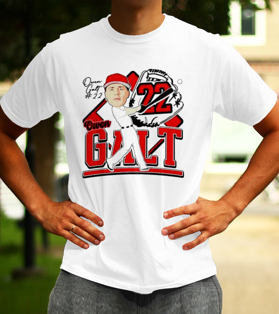 Owen Galt 22 Louisiana Ragin Cajuns Baseball Player Caricature T-Shirt