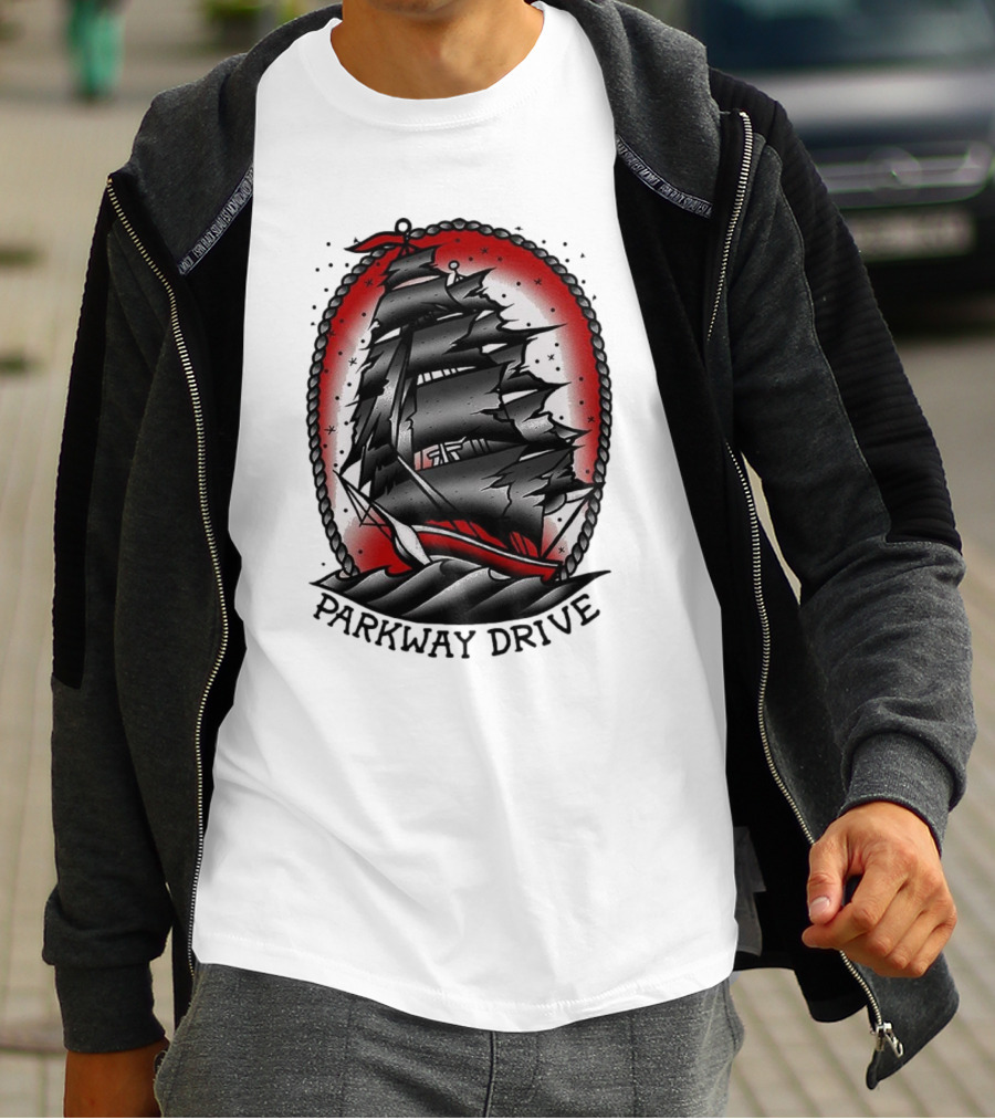 Parkway Drive Home Is For The Heartless Ship Ocean Tattoo Art Style T-Shirt